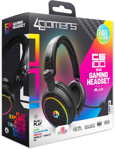 PC Accessory: Wired Headset - 4Gamers C6-100 - LED Light Up: Compatible with PC, Switch, PS5, XBOX X|S