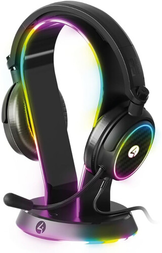 PC Accessory: Wired Headset - 4Gamers LED Light Up Headset with Stand: Compatible with PC, Switch, PS5, XBOX X|S