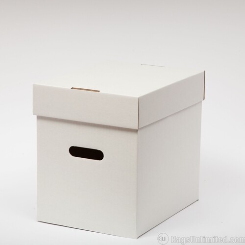 Bags Unlimited XLP65 12 Inch LP Record Cardboard Storage Box with Lids 5 Pack (White)