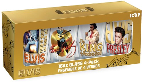 Elvis Presley Drinking Glass Set (4-Pack / 16oz)