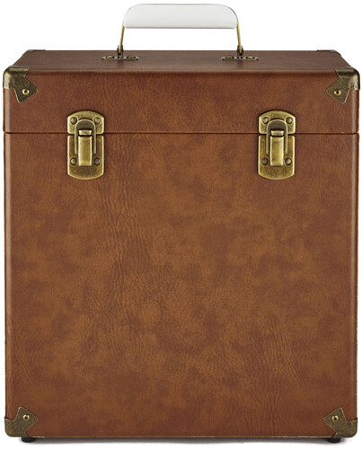 GPO Retro SWB18BRO 12" Vinyl Record Case 35 Count Capacity with Removable Lid - Brown