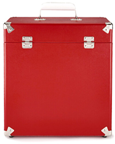 GPO Retro SWB18RED 12" Vinyl Record Case 35 Count Capacity with Removable Lid - Red