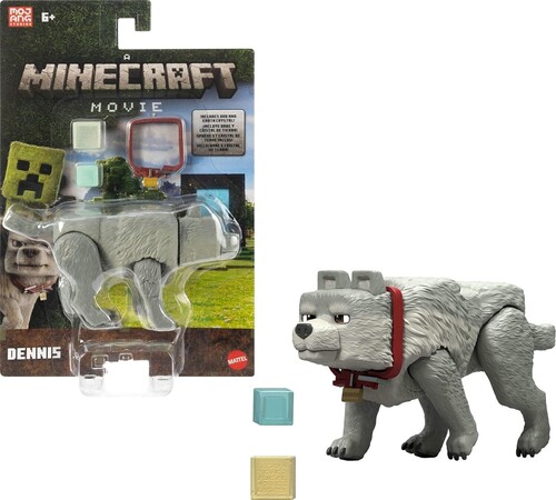 Minecraft Movie 3.25'' Dennis the Wolf Figure with Accessories
