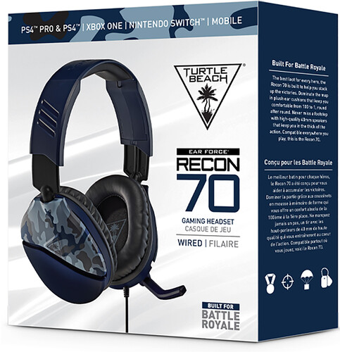 PC Accessory: Wired Headset - Turtle Beach Recon 70 - Blue Camo: Compatible with PC, Switch, PS5, XBOX X|S