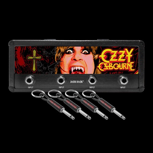 Pluginz - Ozzy Osbourne Batshit Logo Jack Rack - Includes 4 Ozzy Guitar Plug Keychains