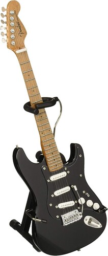 Fender Strat Black Finish with Black Pick Guard 10 Inch Miniature Electric Guitar