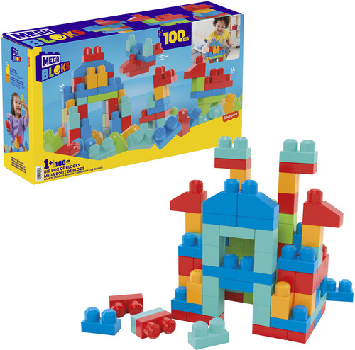 MEGA BLOKS Big Box of Blocks, 100 Piece Toddler Buiding Toy Set