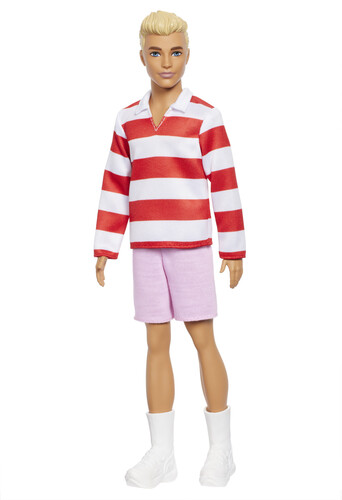 Mattel - Barbie Fashionistas Ken Doll #241 in Red Striped Top And Pink Shorts With White Sneakers, Blonde