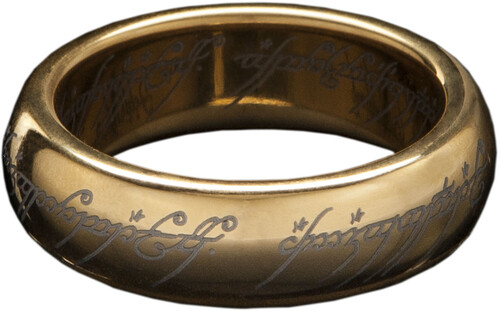WETA Workshop - Lord of the Rings - LOTR™ The One Ring™ (Gold Plated Tungsten with Elvish Runes), Size 7