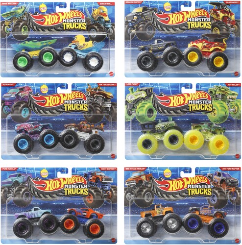 Hot Wheels Monster Trucks 1:64 Demo Doubles 2-Pack 8-Piece B Assortment