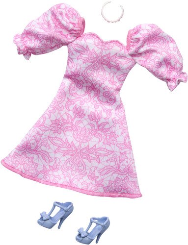 Mattel - Barbie Fashon Pack Complete Looks Pink Puffy Sleeve Dress Outfit