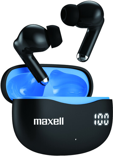 Maxell ANC-BLU Bass 13 Bluetooth Earbuds Active Noise Cancelling - True Wireless (Black)