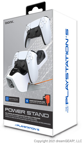 PlayStation 5 Accessory: Power - BIONIK Power Stand - Dual Controller Dock Charge Stand - White